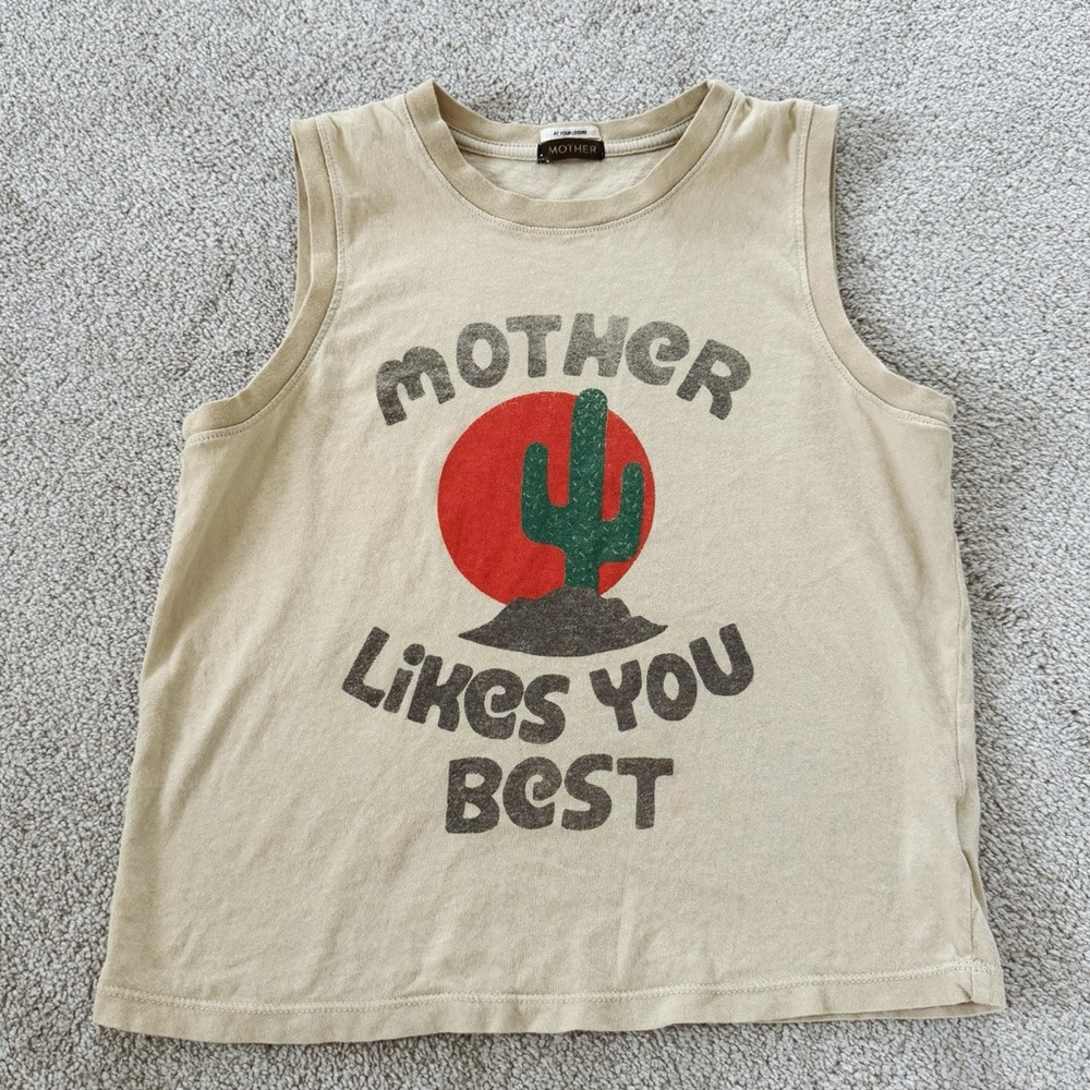 Mother Beige Graphic Tank Top